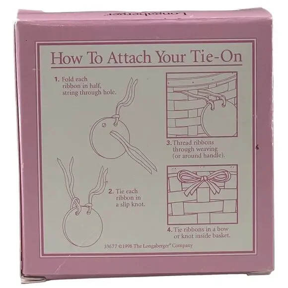 Longaberger Horizon of Hope Basket Tie-On Pink Floral 1998 Original Box Vintage - Picture 2 of 7